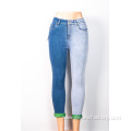 Custom Contrast Shades of Denim Pencil Pants